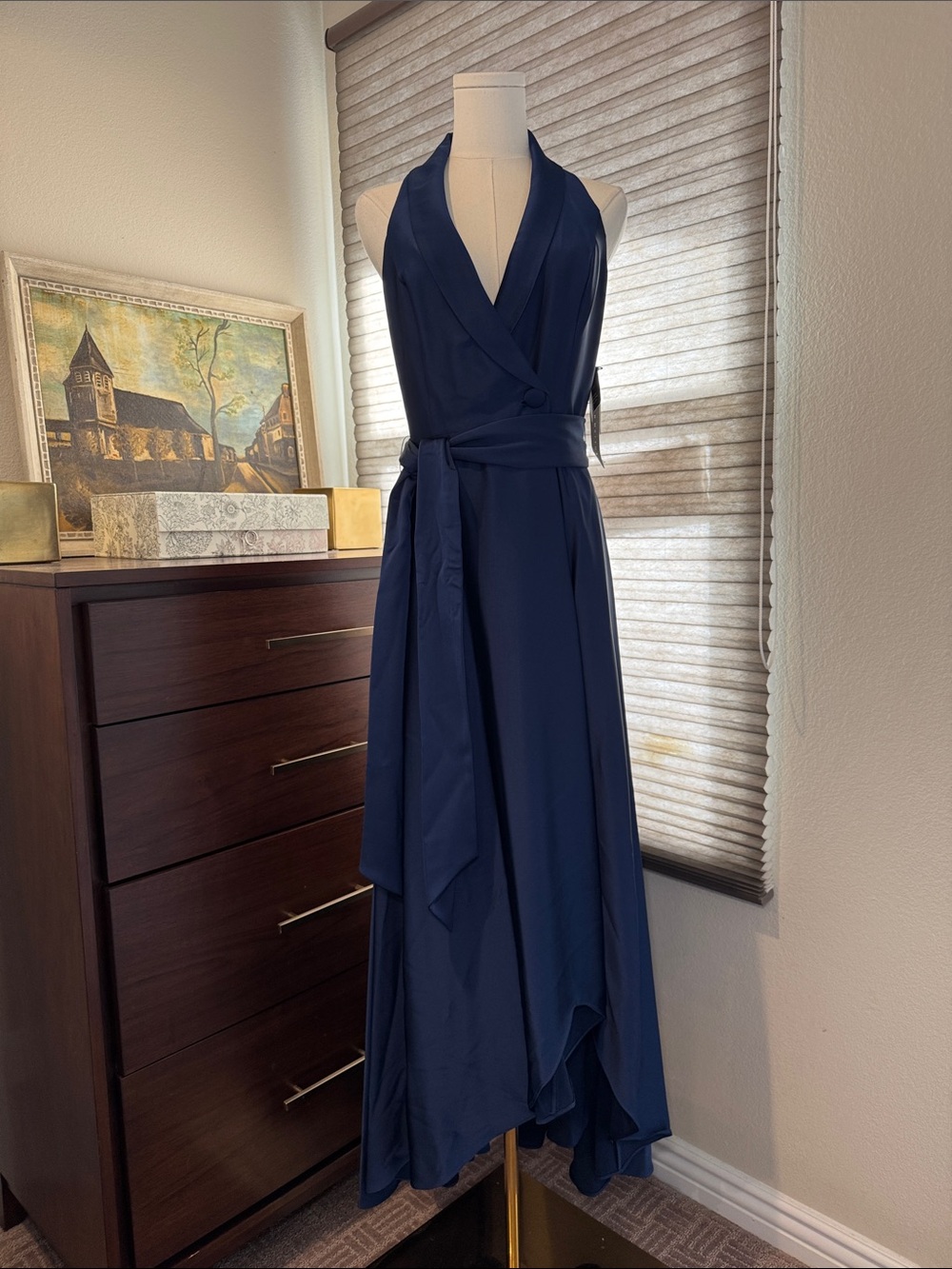 NWT Aidan Mattox Belted High-Low Wrap Gown. Size 2 - Picture 4 of 10